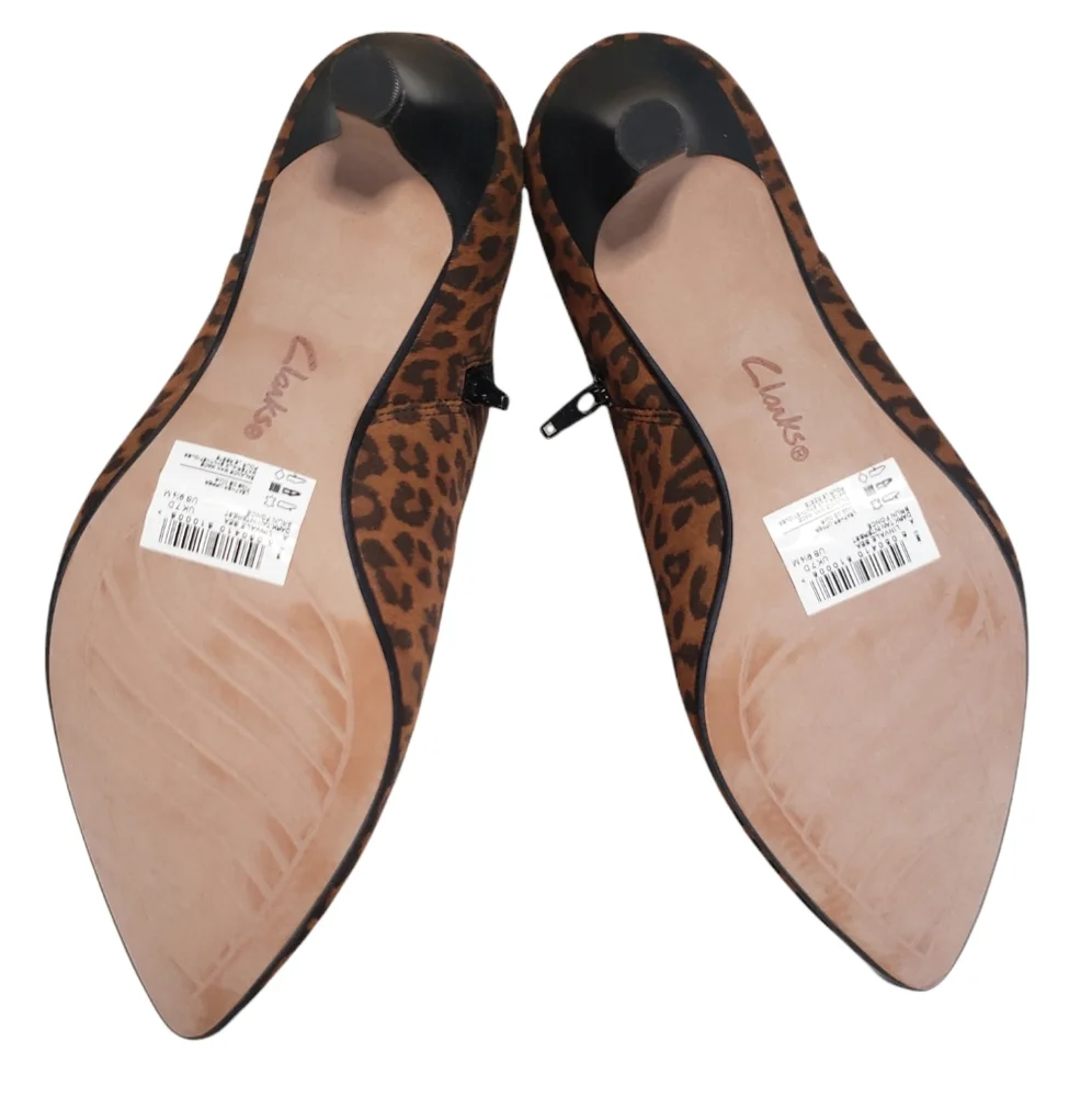 Clark's Linvale Sea Dark Tan Leopard Ankle Boot Womens 9.5 NEW IN BOX - Picture 10 of 15